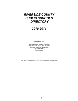 Riverside County Public Schools Directory