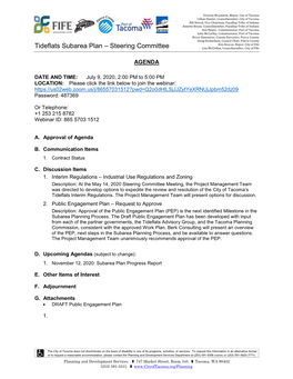 Tideflats Subarea Plan – Steering Committee Lisa Mcclellan, Councilmember, City of Fife