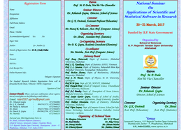 National Seminar on Applications of Scientific and Statistical Software In