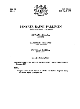 Pen Yata Rasmi Parlimen Parliamentary Debates