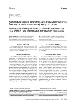 Architektura Kościoła Parafialnego Pw. Podwyższenia Krzyża Świętego