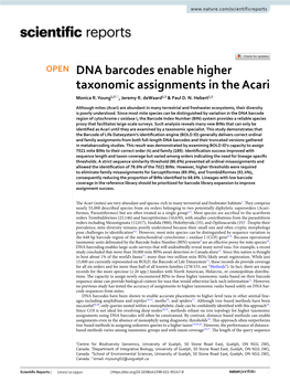 DNA Barcodes Enable Higher Taxonomic Assignments in the Acari Monica R