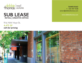 Sub Lease Retail | Creative Office