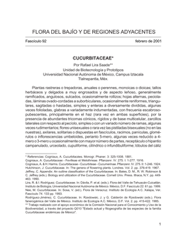 CUCURBITACEAE* Por Rafael Lira Saade** Unidad De Biotecnología Y Prototipos Universidad Nacional Autónoma De México, Campus Iztacala Tlalnepantla, Méx