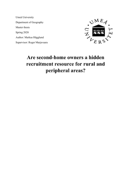Are Second-Home Owners a Hidden Recruitment Resource for Rural and Peripheral Areas?