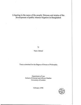 Stresses and Strains of the Development of Public Interest Litigation in Bangladesh