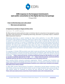 Edri Response to the European Commission's Open Public