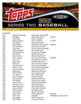 14 Topps Series Two Baseball Checklist