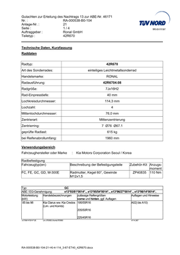 Gutachten Zur Erteilung Des Nachtrags 13 Zur ABE-Nr. 46171 Nr