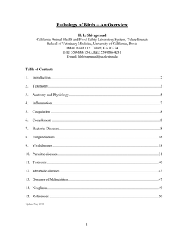 An Overview of Avian Pathology