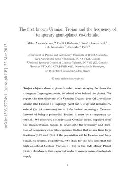 The First Known Uranian Trojan and the Frequency of Temporary Giant