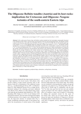 The Oligocene Reifnitz Tonalite (Austria) and Its Host Rocks: Implications for Cretaceous and Oligocene–Neogene Tectonics of the South-Eastern Eastern Alps