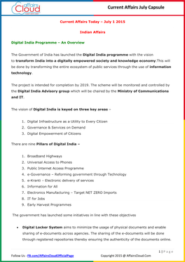 Current Affairs July Capsule