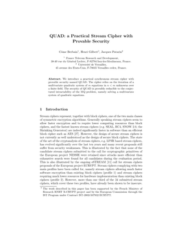 QUAD: a Practical Stream Cipher with Provable Security