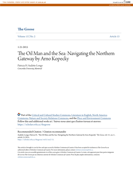 The Oil Man and the Sea: Navigating the Northern Gateway by Arno Kopecky Patricia H