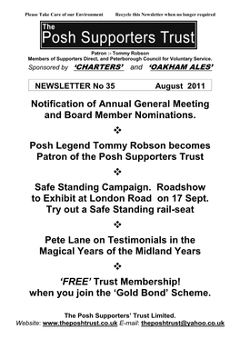 Tommy Robson Members of Supporters Direct, and Peterborough Council for Voluntary Service