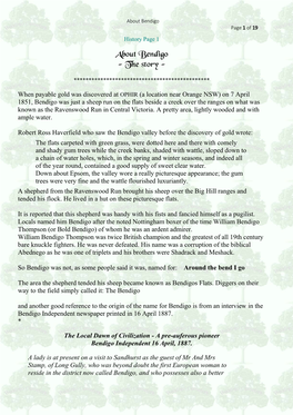 History Page 1 About Bendigo - the Story
