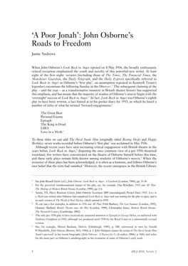 John Osborne's Roads to Freedom