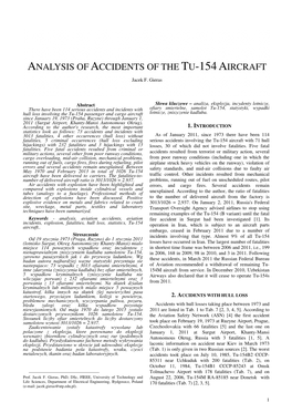 Analysis of Accidents of the Tu-154 Aircraft