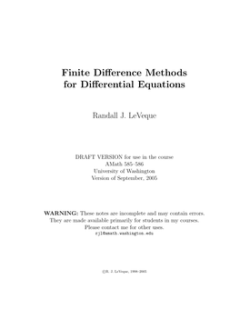 Finite Difference Methods for Differential Equations