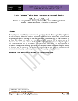 Living Labs As a Tool for Open Innovation: a Systematic Review