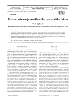 Russian Science Journalism: the Past and the Future