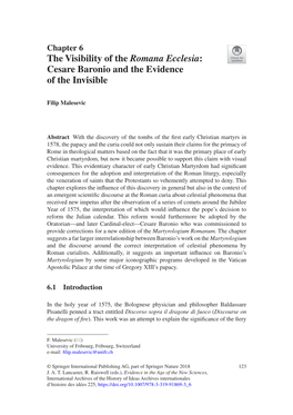 The Visibility of the Romana Ecclesia: Cesare Baronio and the Evidence of the Invisible