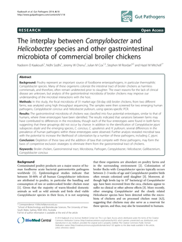 The Interplay Between Campylobacter and Helicobacter Species And