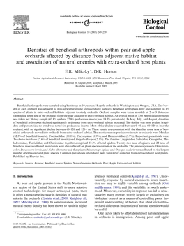 Densities of Beneficial Arthropods Within Pear and Apple Orchards