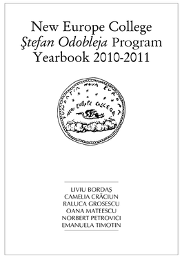 New Europe College Ştefan Odobleja Program Yearbook 2010-2011