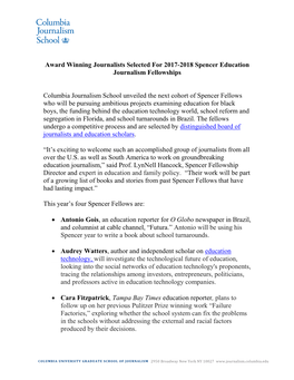 Spencer Education Journalism Fellowships