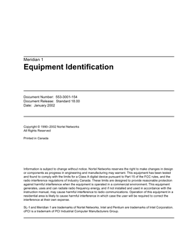 Equipment Identification