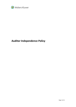 Auditor Independence Policy