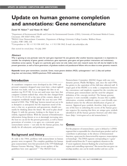 Gene Nomenclature Daniel W