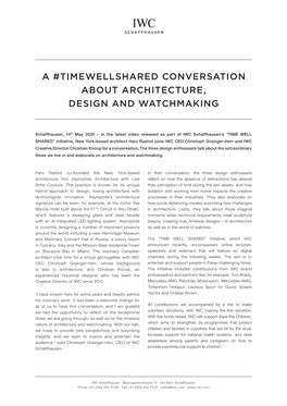 A #Timewellshared Conversation About Architecture, Design and Watchmaking