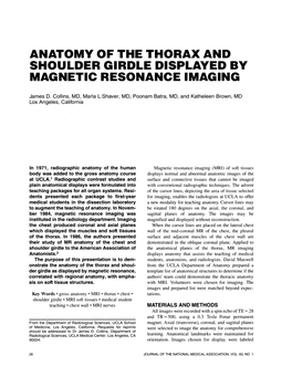 Anatomy of the Thorax and Shoulder Girdle Displayed by Magnetic Resonance Imaging