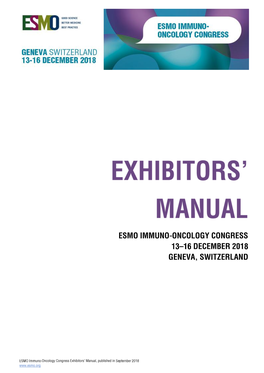 ESMO 2018 Immuno-Oncology 2018 Exhibitors' Manual