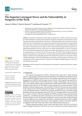 The Superior Laryngeal Nerve and Its Vulnerability in Surgeries of the Neck