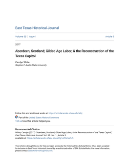 Aberdeen, Scotland; Gilded Age Labor; & the Reconstruction of the Texas Capitol