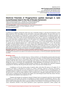 Medicinal Potentials of Phragmanthera Capitata (Sprengel) S