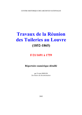 Travaux De La Réunion Des Tuileries Au Louvre (1852-1865)