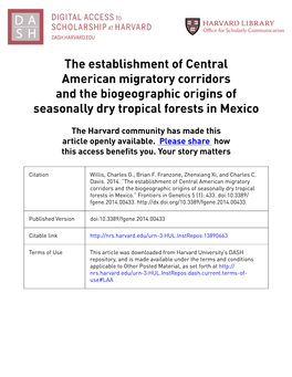 The Establishment of Central American Migratory Corridors and the Biogeographic Origins of Seasonally Dry Tropical Forests in Mexico