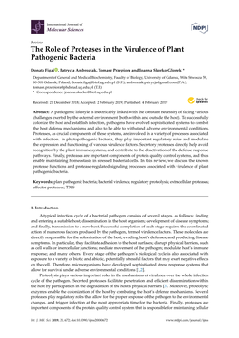 The Role of Proteases in the Virulence of Plant Pathogenic Bacteria