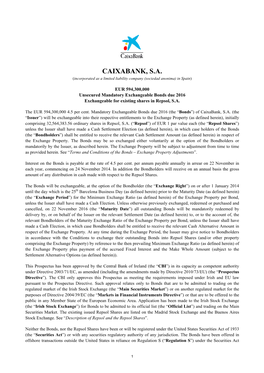 CAIXABANK, S.A. (Incorporated As a Limited Liability Company (Sociedad Anonima) in Spain)