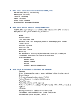 What Are the Remittance Services Offered by GPRS / UPS? Smartmoney
