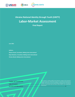 Unity Labor Market Assessment