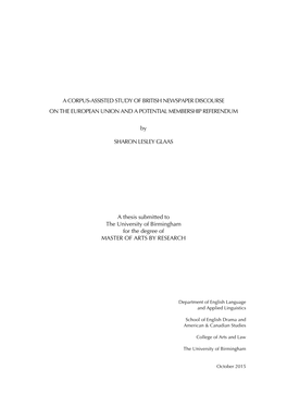 A Corpus-Assisted Study of British Newspaper Discourse on the European Union and a Potential Membership Referendum