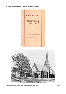 St. Albans Methodist Church Centenary by Sir E.H.Andrews