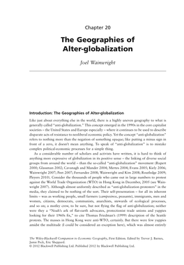 The Geographies of Alter-Globalization