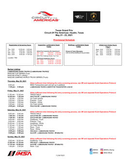 2021 IMSA Provisional Schedule and SR LST Cota 041521 V1